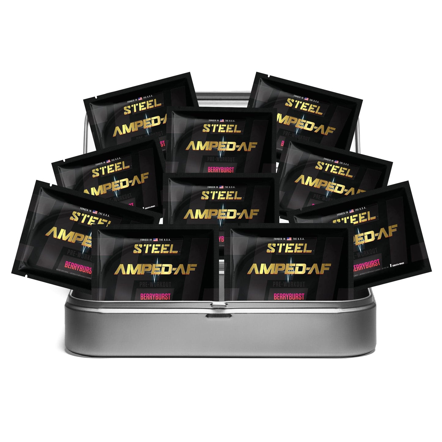Steel Supplements Sample Berryburst / Travel Kit (10 Samples Packets) Amped-AF Sample Packets