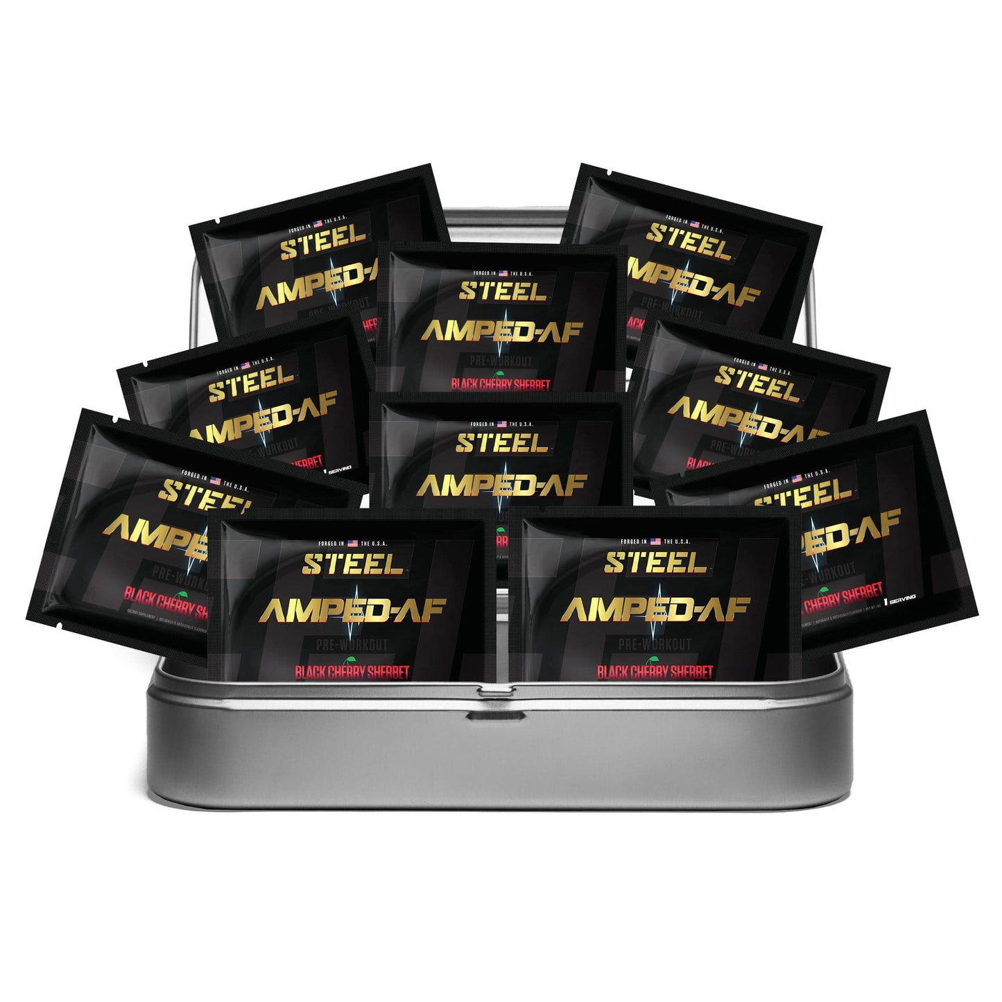 Steel Supplements Sample Black Cherry Sherbet / Travel Kit (10 Samples Packets) Amped-AF Sample Packets