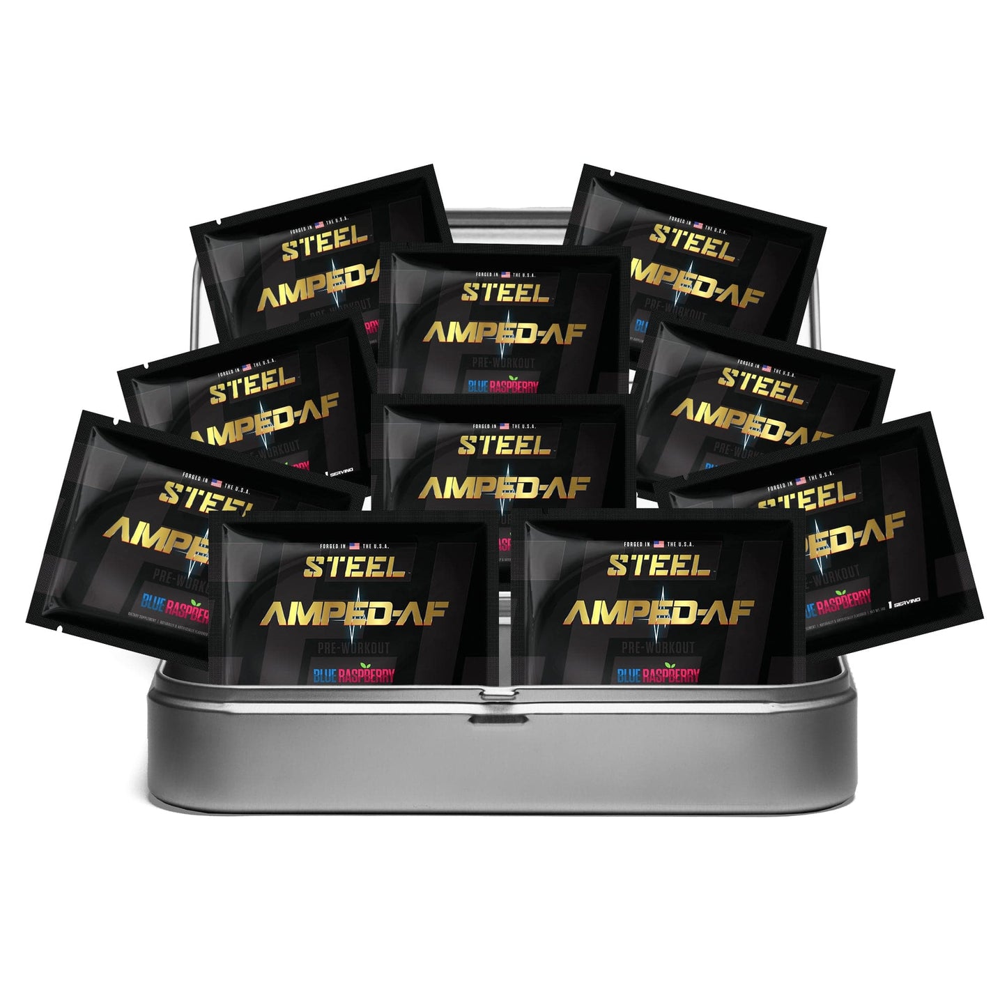 Steel Supplements Sample Blue Raspberry / Travel Kit (10 Samples Packets) Amped-AF Sample Packets