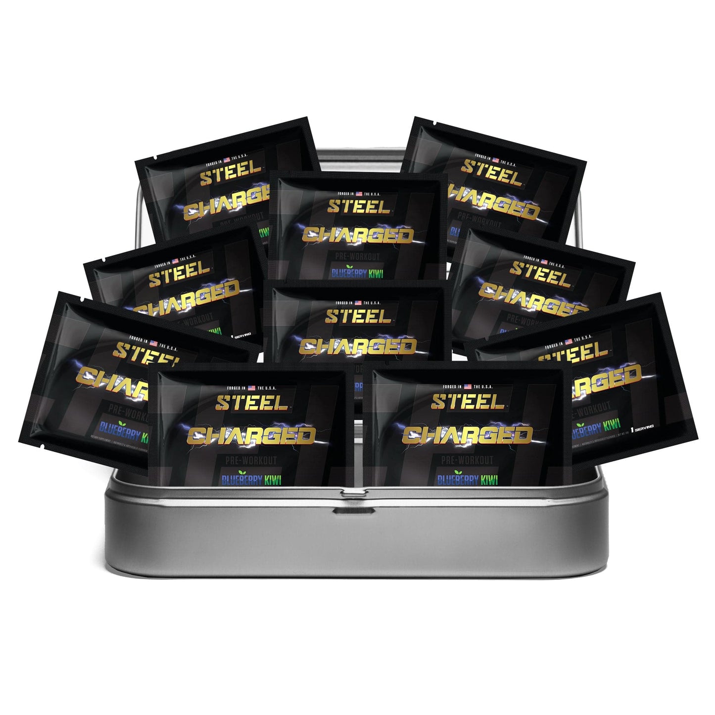 Steel Supplements Sample Blueberry Kiwi / Travel Kit (10 Sample Packets) Charged-AF Sample Packets