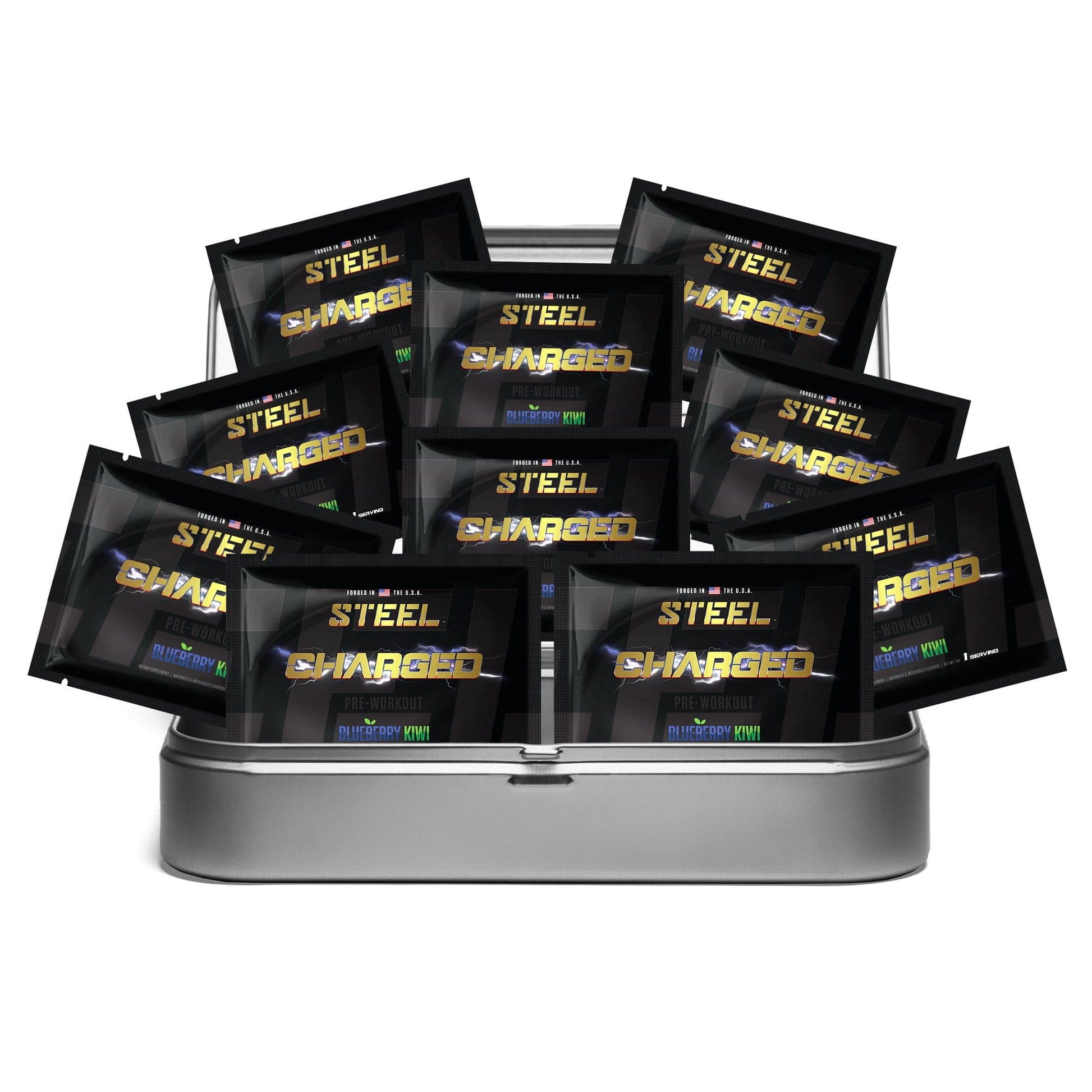 Steel Supplements Sample Blueberry Kiwi / Travel Kit (10 Sample Packets) Charged-AF Sample Packets