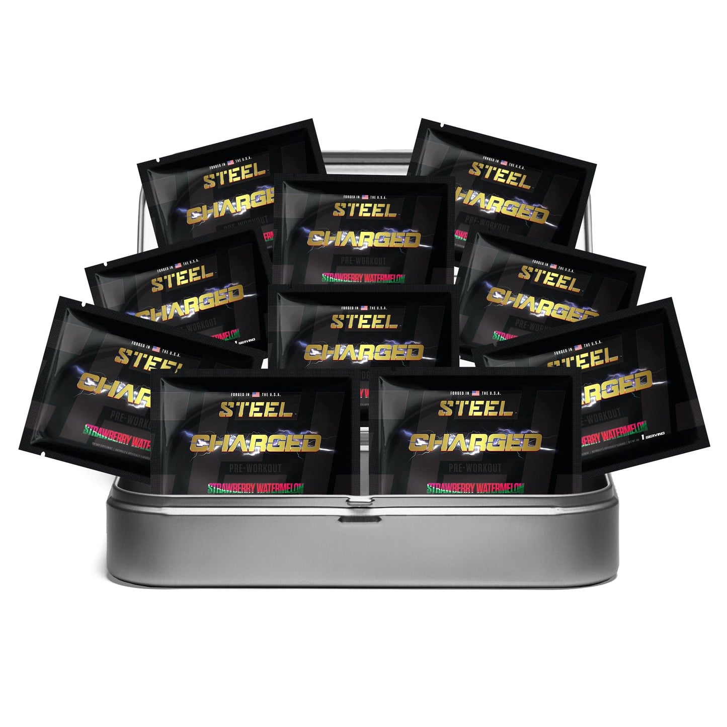 Steel Supplements Sample Strawberry Watermelon / Travel Kit (10 Sample Packets) Charged-AF Sample Packets