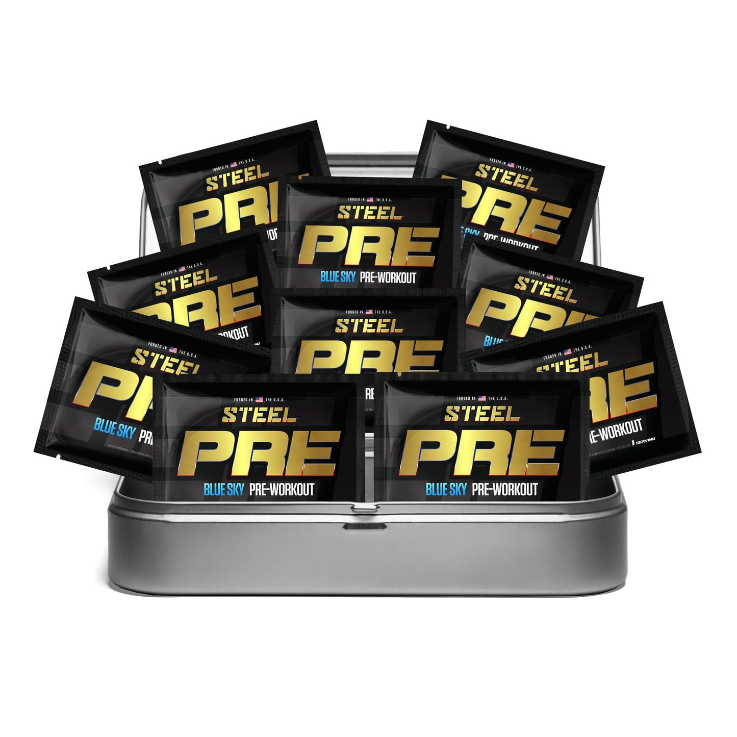 The Steel Supplements Sample Travel Kit (10 Sample Packets) / Blue Sky PRE Sample Packets