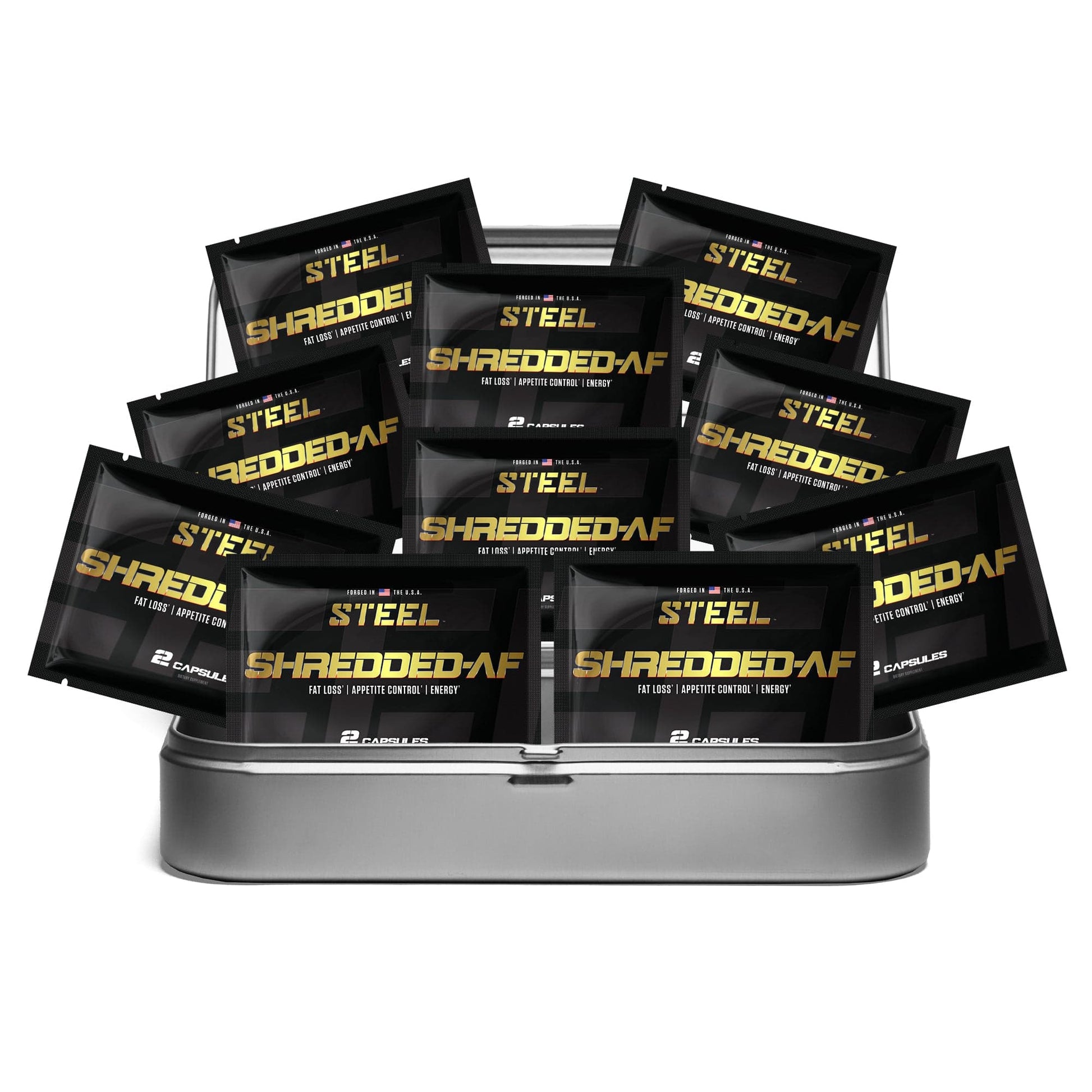 The Steel Supplements Sample Travel Kit (10 Sample Packets) SHREDDED-AF Sample Packets