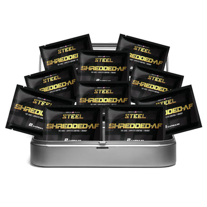 The Steel Supplements Sample Travel Kit (10 Sample Packets) SHREDDED-AF Sample Packets