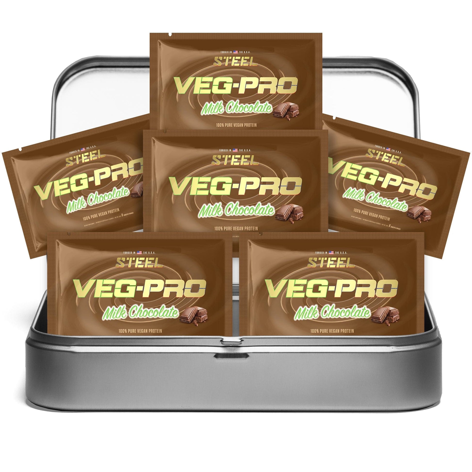 The Steel Supplements Sample Milk Chocolate / Travel Kit (6 Samples) Veg-Pro Sample Packets