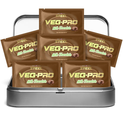 The Steel Supplements Sample Milk Chocolate / Travel Kit (6 Samples) Veg-Pro Sample Packets