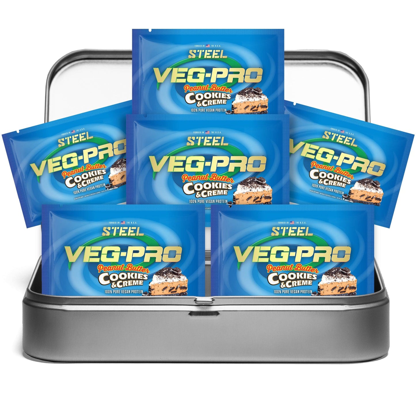 The Steel Supplements Sample Peanut Butter Cookies & Creme / Travel Kit (6 Samples) Veg-Pro Sample Packets
