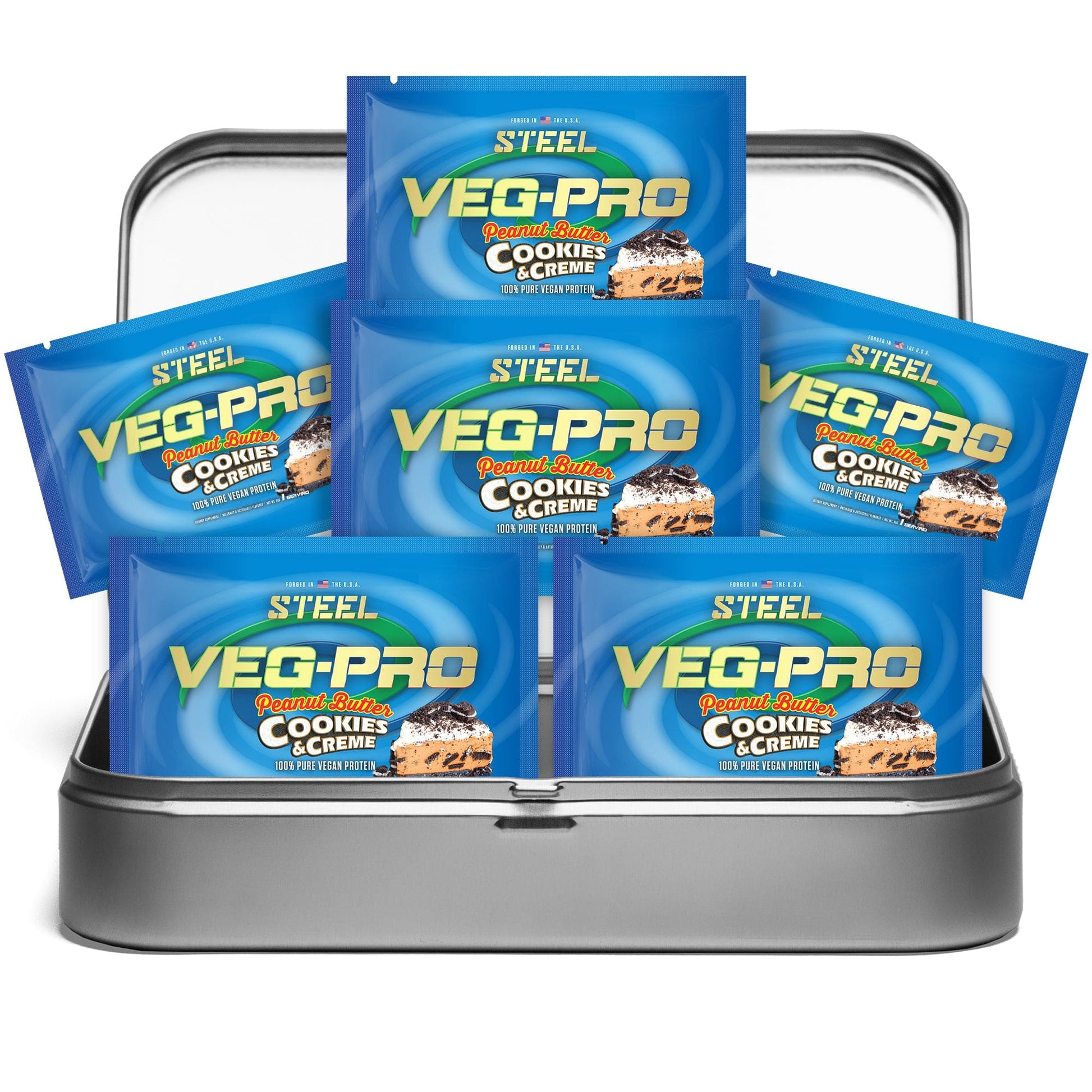 The Steel Supplements Sample Peanut Butter Cookies & Creme / Travel Kit (6 Samples) Veg-Pro Sample Packets
