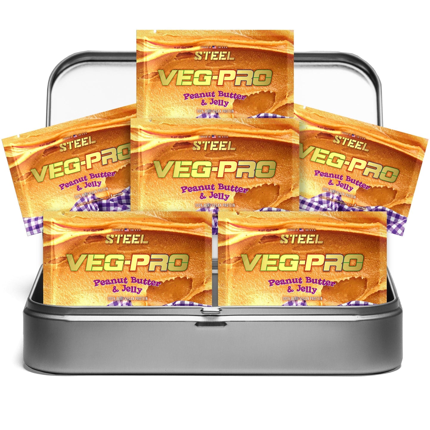 The Steel Supplements Sample Peanut Butter & Jelly / Travel Kit (6 Samples) Veg-Pro Sample Packets